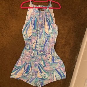Lilly Pulitzer Gianni Romper “aboat time”